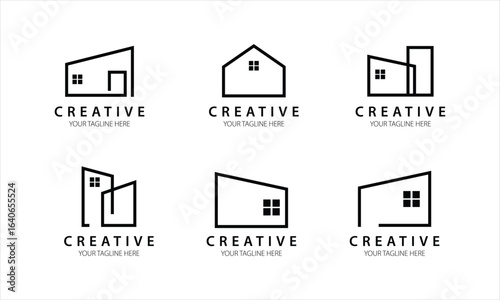 Set of minimalist house logo design. Minimalist bundle logo