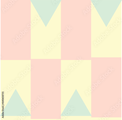 Pastel Geometric Checkerboard Pattern with Triangles