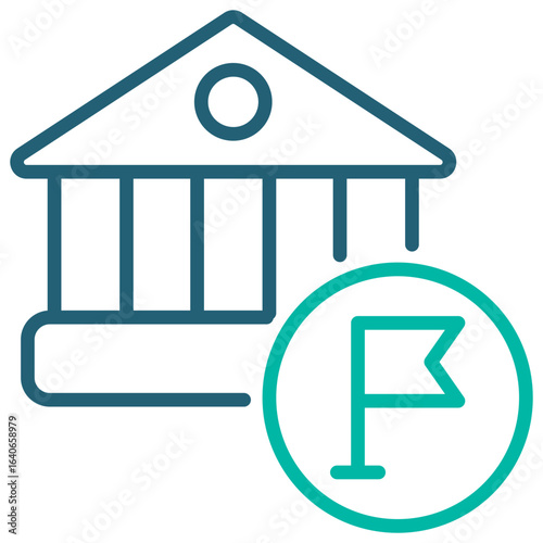 Government Outline Blue Icon