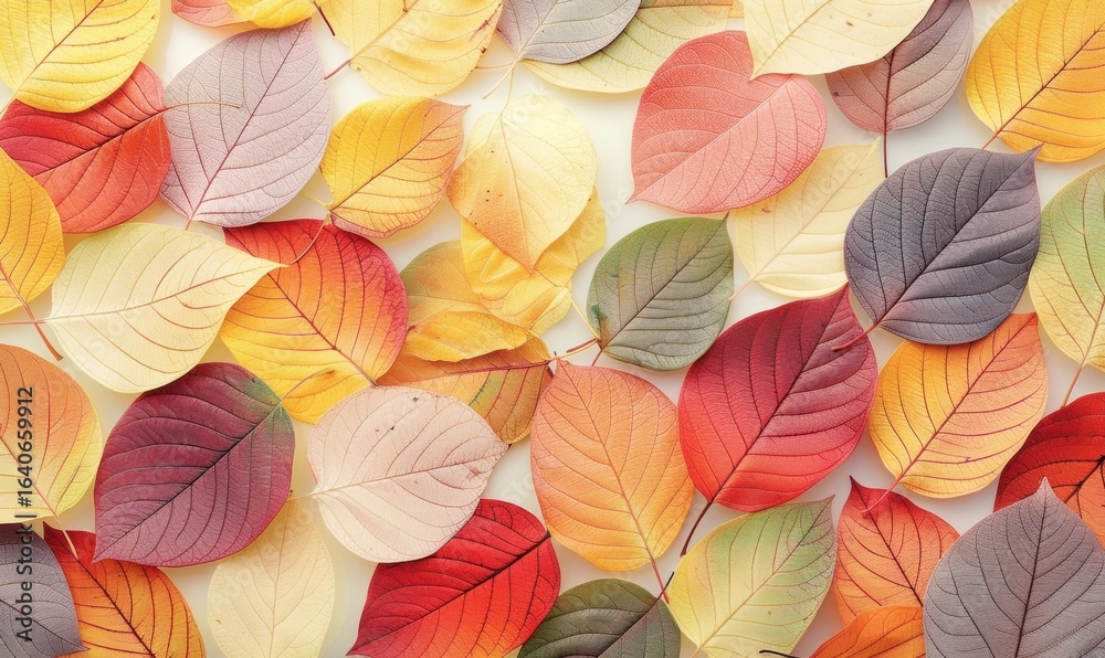 Obraz premium Vibrant autumn leaves background a colorful overhead view of fall season flora
