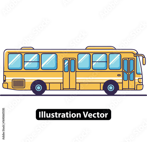 Vector graphic of a yellow city bus. A concept for public transportation and travel.