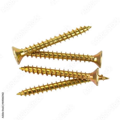 three screws isolated on a transparent background