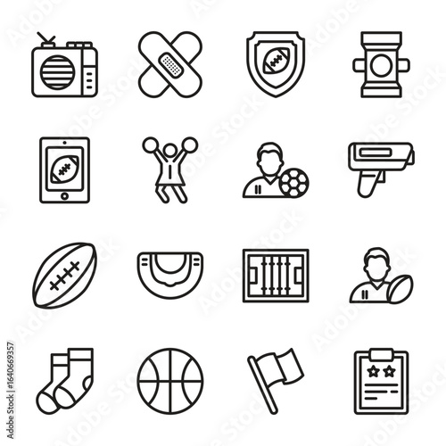 American Foot Ball Vector outline icon set 4