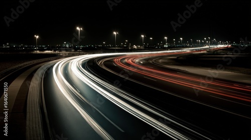 Nighttime Highway Motion Blur: Capturing Dynamic Car Light Streaks on a Dark Urban Road