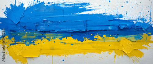 Artistic representation of ukrainian colors abstract painting modern art creative studio close-up view national pride