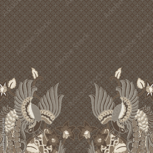 hijab scarf with brown heavenly bird batik motif