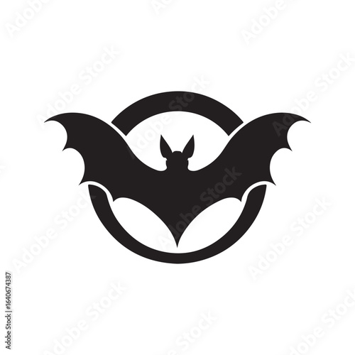 bat flying vector silhouette clip art logo design illustration