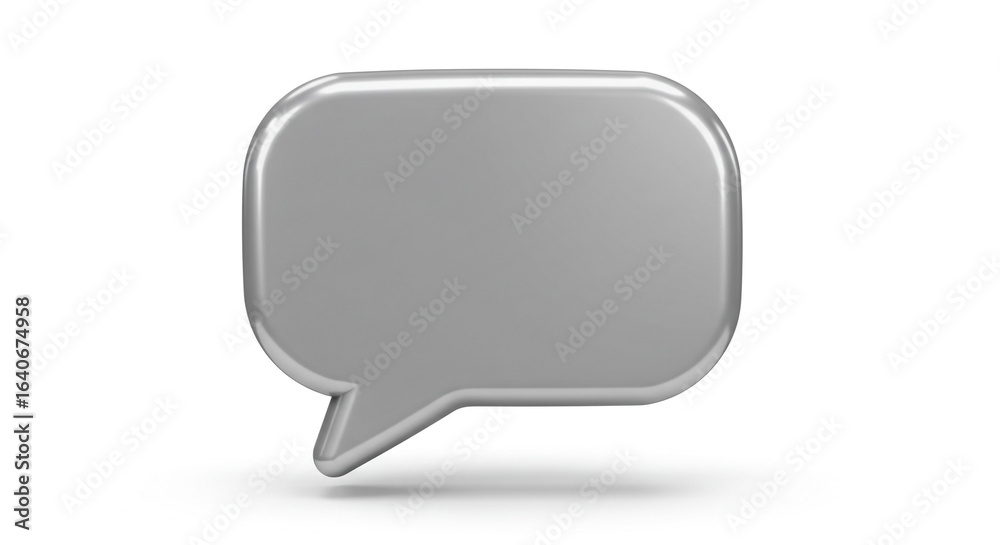 Isolated gray speech bubble with a glossy finish on a white background with a soft shadow Isolated gray speech bubble with a glossy finish on a white background with a soft shadow