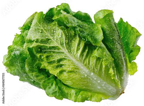 Fresh, vibrant head of crisp lettuce, water droplets