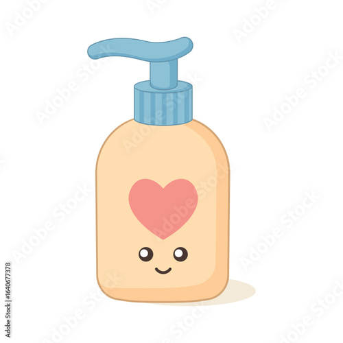 Skin lotion or cream isolated on white background. Skin care cosmetic product template. Cute flat style