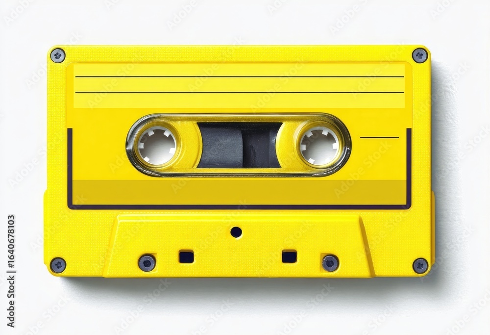 Fototapeta premium Bright yellow audio cassette tape