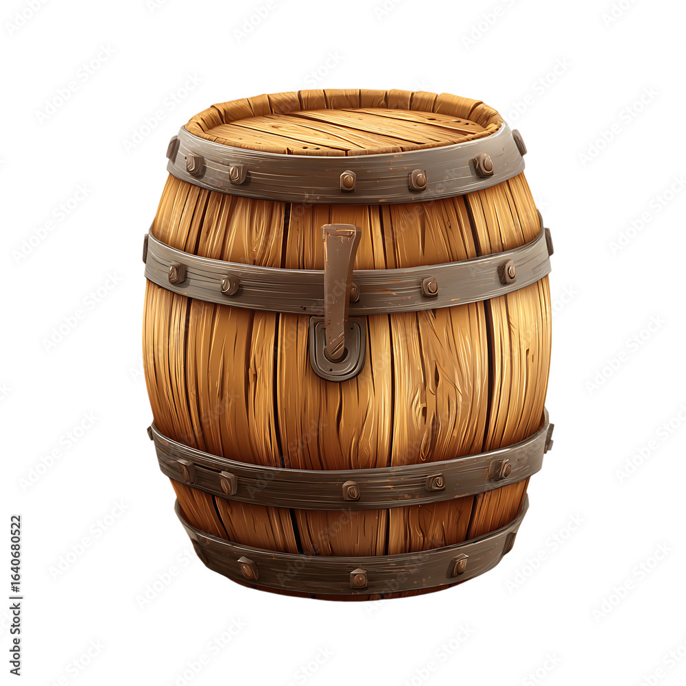 Fototapeta premium Detailed illustration of a wooden barrel.