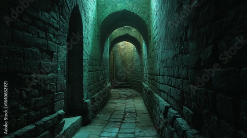 Ancient alleyway with arched passageways.