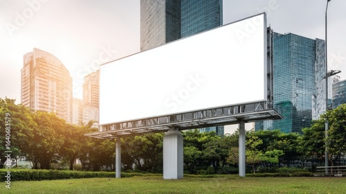 Wallpaper Mural Blank Billboard in Cityscape with Modern Architecture, Perfect for Outdoor Advertising and Promotional Mockups Torontodigital.ca
