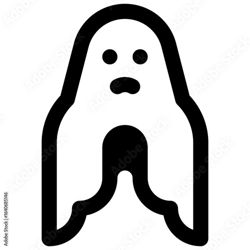 Ghost. Outlined stroke vector icon with black-filled details.