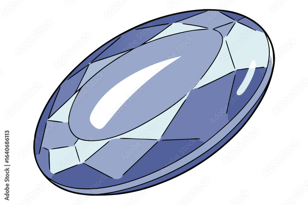 Oval shaped blue gemstone with faceted surfaces and bright highlights jewel sapphire Oval shaped blue gemstone with faceted surfaces and bright highlights jewel sapphire