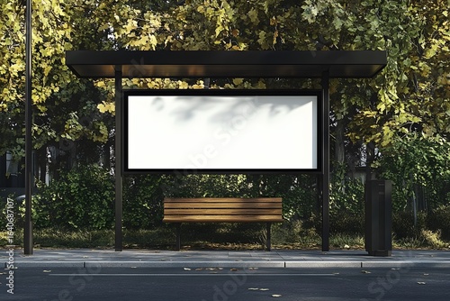 Blank billboard poster advertisement mockups at a bus stop.