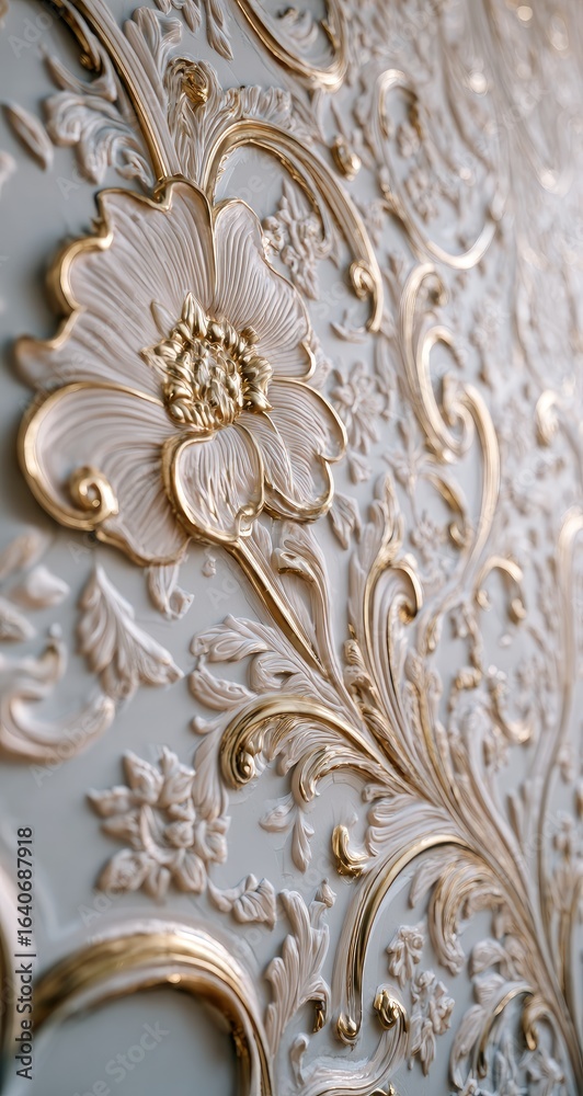 Obraz premium Ornate, detailed floral wall paneling
