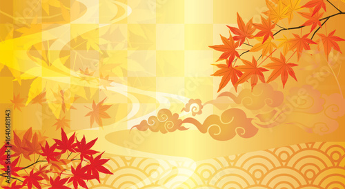 秋の紅葉和風背景
