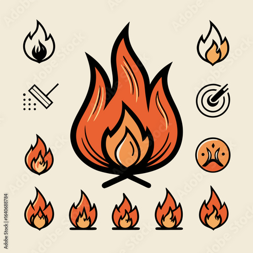 Vector Fire and Flame Icon Set