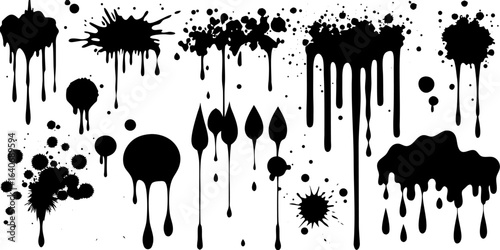 Black Ink Splatter Vector Elements Collection
