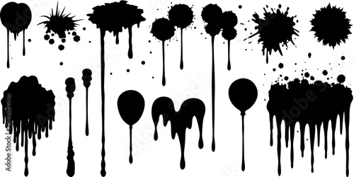 Vector Drip and Paint Splatter Set