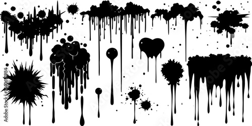 Dripping Ink Vector Splashes