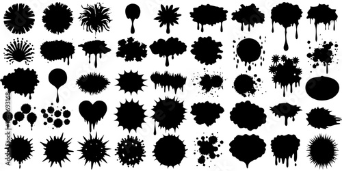 Vector Collection Abstract Black Ink Splatters and Graphic Elements