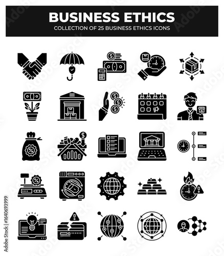 Collection of 25 Business Ethics Icons: A Guide to Ethical Business Practices