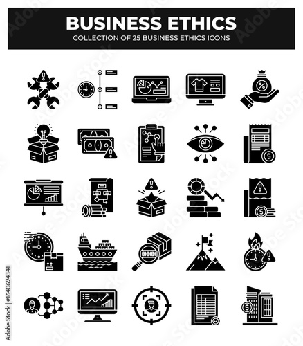 Collection of 25 Business Ethics Icons: A Guide to Ethical Business Practices