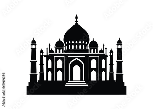 Taj mahal silhouette black vector white background