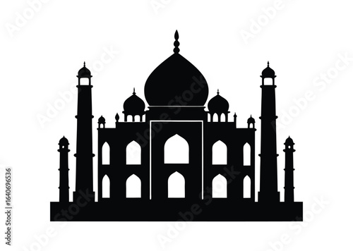 Taj mahal silhouette black vector white background