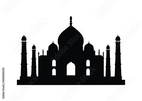 Taj mahal silhouette black vector white background