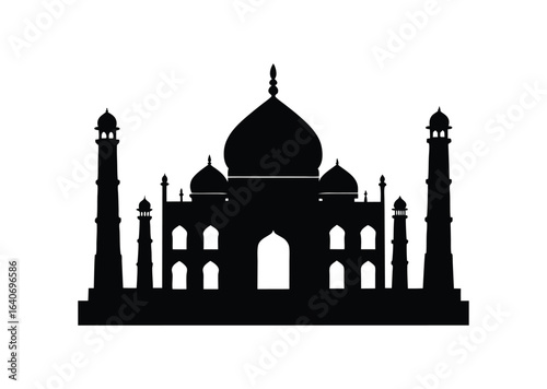 Taj mahal silhouette black vector white background