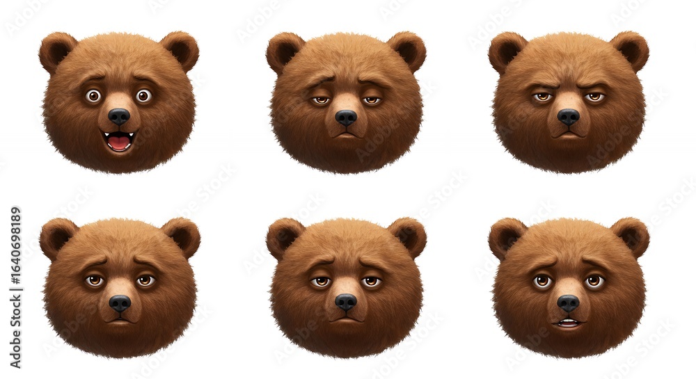 Obraz premium Cartoon bear heads expressions set