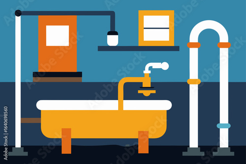 Industrial style bathroom with exposed pipes