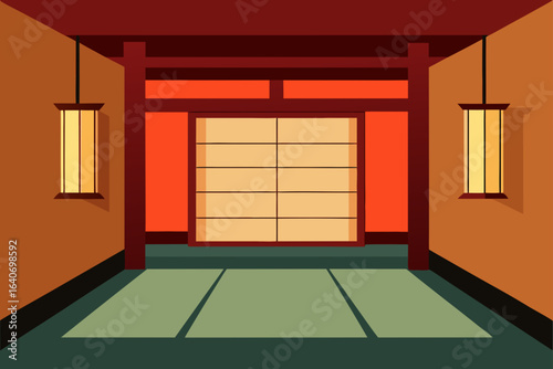 Japanese style tatami room with shoji screens
