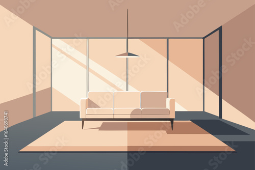 Minimalist Living Room Featuring Floor to Ceiling Glass