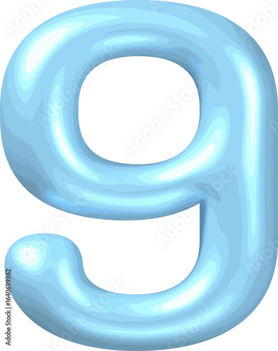Glossy blue 3D number 9 on white background