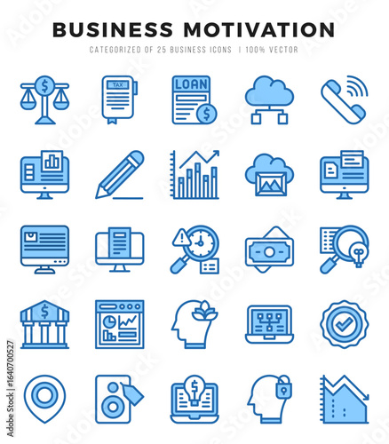 Business Motivation elements. Two Color web icon set. Simple vector illustration.