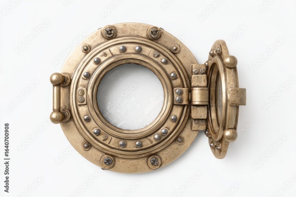 Obraz premium Ornate brass porthole, open