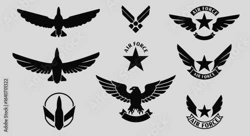 Military emblems insignia eagle wing designs