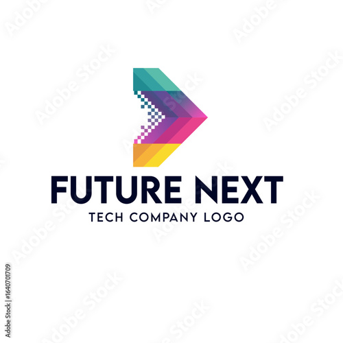 Future Next Tech company logo, Forward Arrow logo, Modern and trending tech logo, Arrow logo, Gradient logo, Trending Logo, Tech logo, Modern logo, Right Arrow Logo. Blue Purple Gradient Arrow