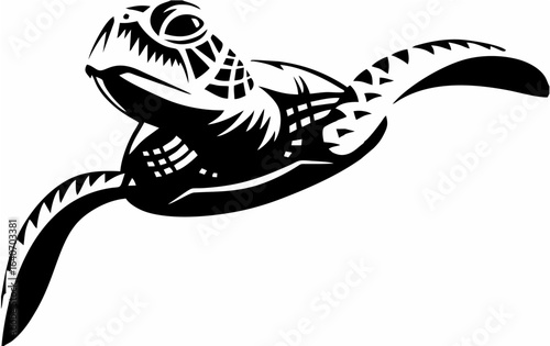 Black Sea Turtle Silhouette V...