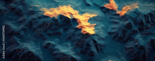 Topographic contour lines vector map seamless pattern, showcasing geographic mountain relief in an abstract, stylish layout. This vector illustration is perfect for geographic or design, Generative AI