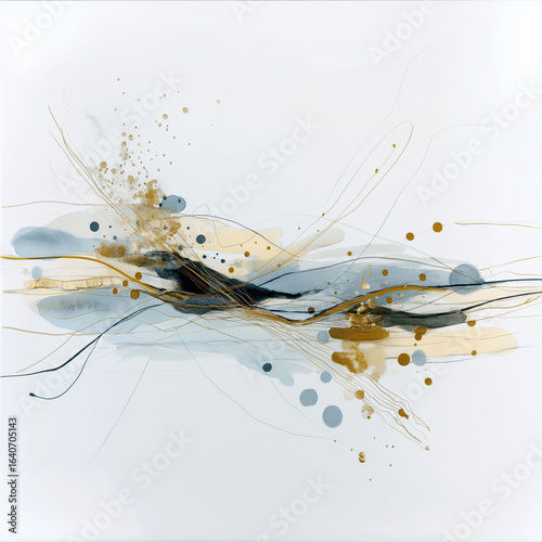 Sophisticated abstract art on white paper, visualizing a calm and elegant jazz melody