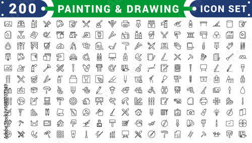Collection of painting related icons, various painting tools, paint icons icon template editable resizable