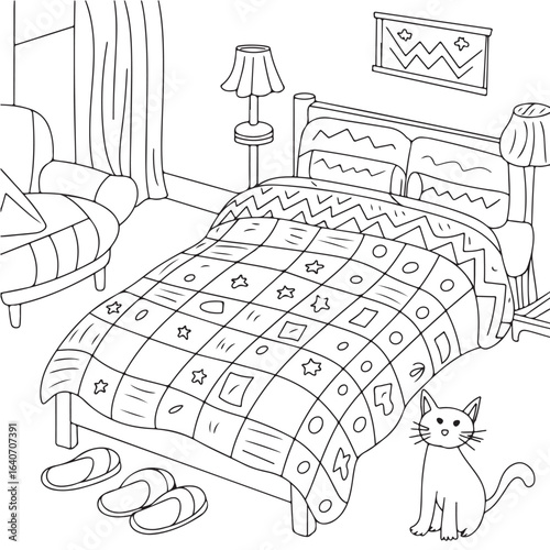 bed in the bedroom
