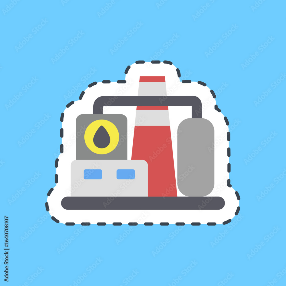 Fototapeta premium Cutting line sticker refinery. Oil Industry elements.