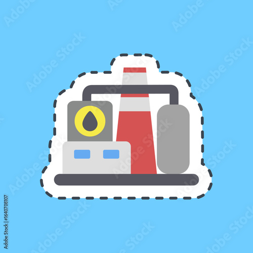 Cutting line sticker refinery. Oil Industry elements.